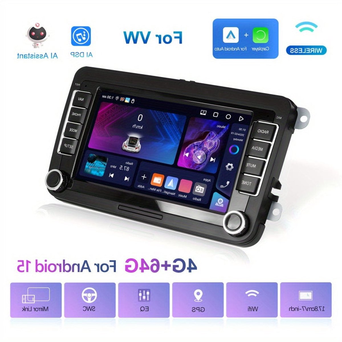 Autoradio – Car Radio – Auto Radio – Multimedia Systeem – In-Car Entertainment – 12,7 Inch HD Touchscreen – Wireless CarPlay & Android Auto met Camera en Microfoon