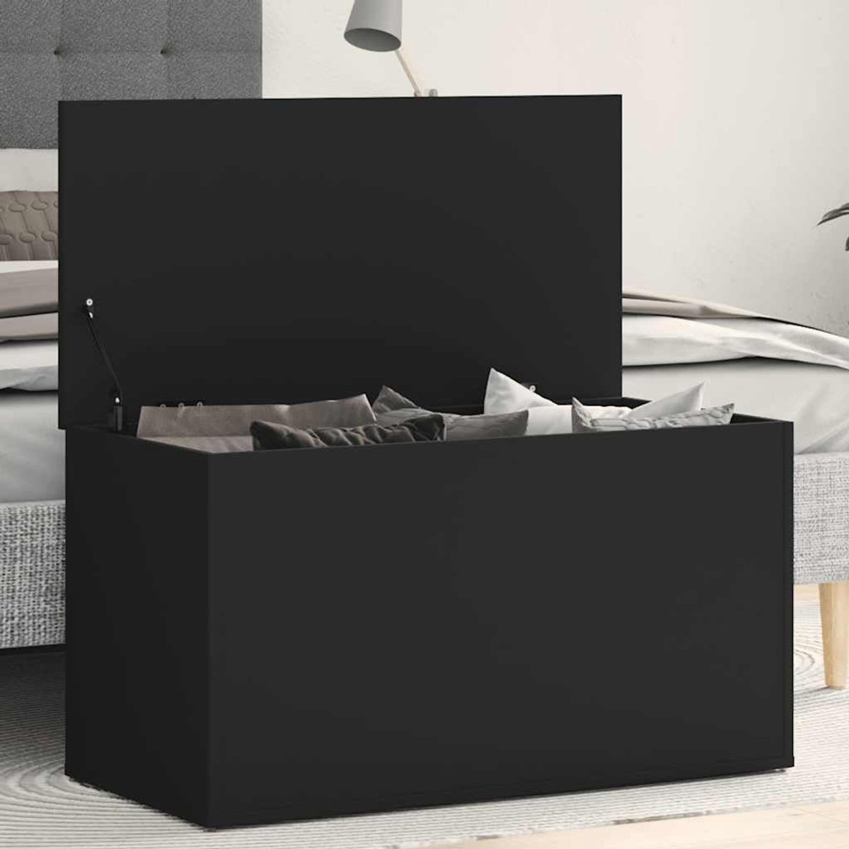Opbergkist - Opbergbox - Multifunctioneel Meubel - Stabiele Bovenplaat - 84 x 42 x 46 cm - Zwart