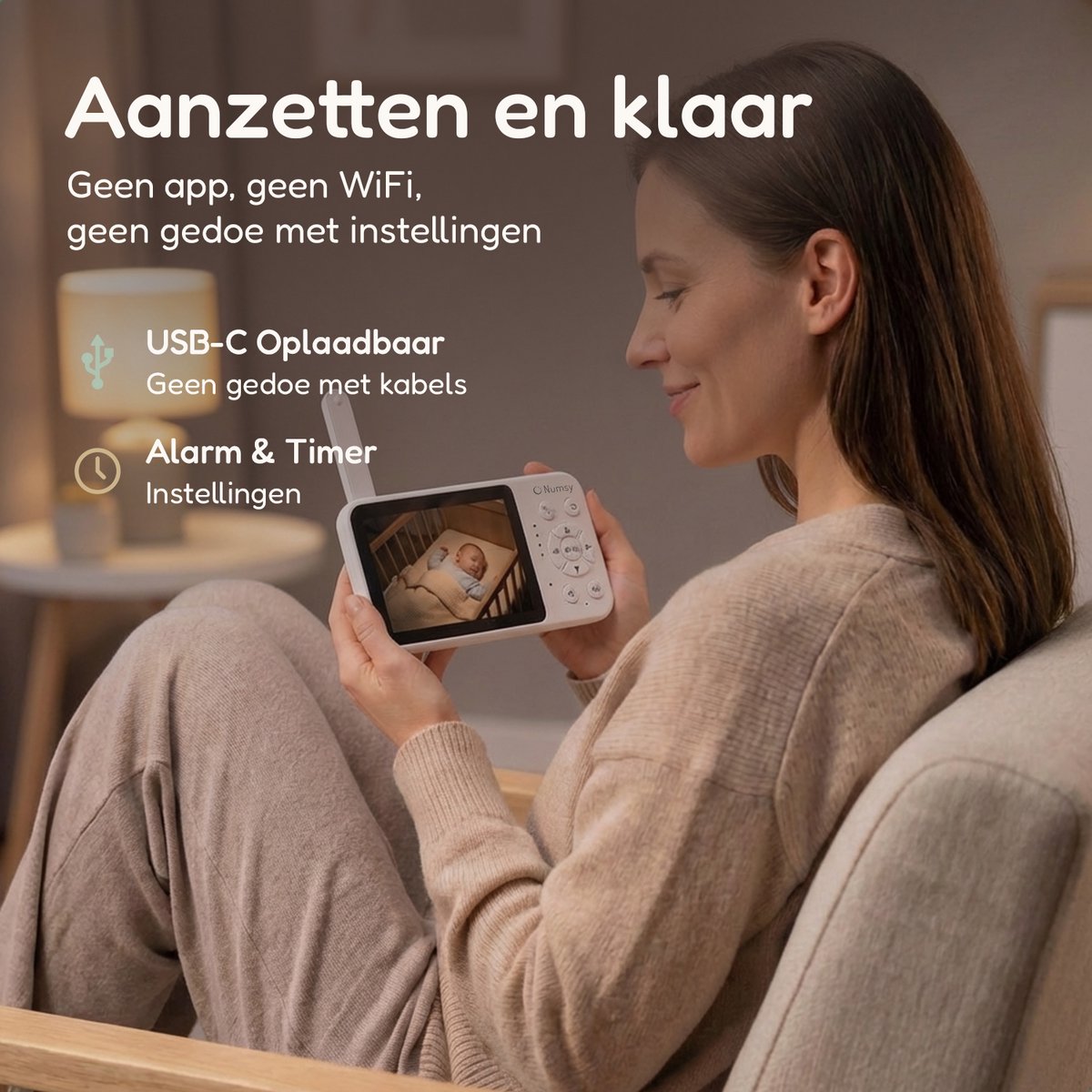 Numsy Babyfoon met Camera - Nachtzicht - afbeelding 3