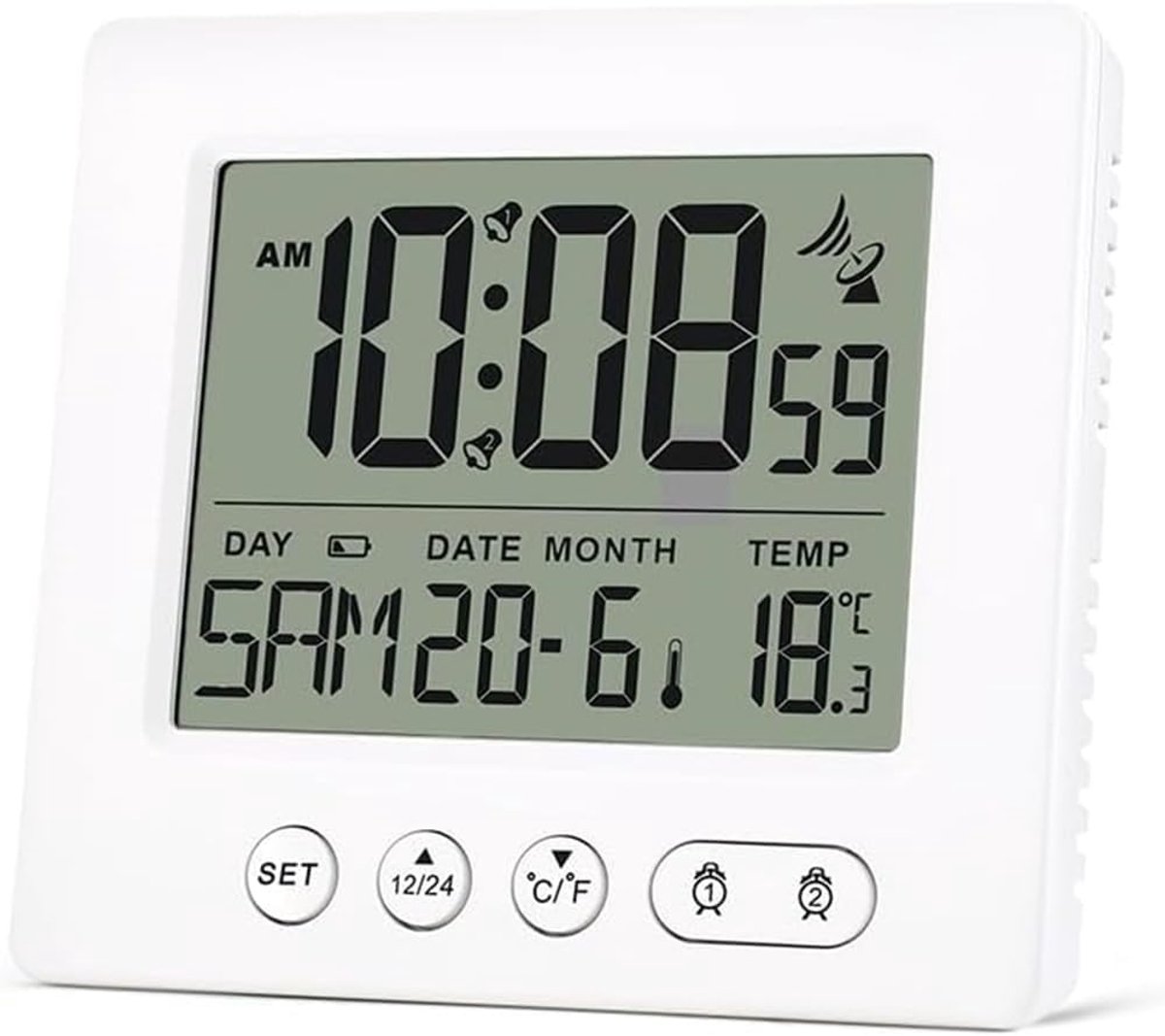 Digitale Wekker - Radioklok Alarm - Wakker Worden - Dubbele Alarmtijden - Temperatuur Weergave - Wit