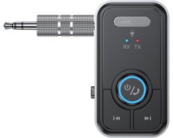 Bluetooth 5.3 Audio Adapter - Ontvanger & Zender 2-in-1 - 3.5mm Jack AUX - Draadloos geschikt voor Auto, TV, Hoofdtelefoon & Speaker - Zwart - Compact