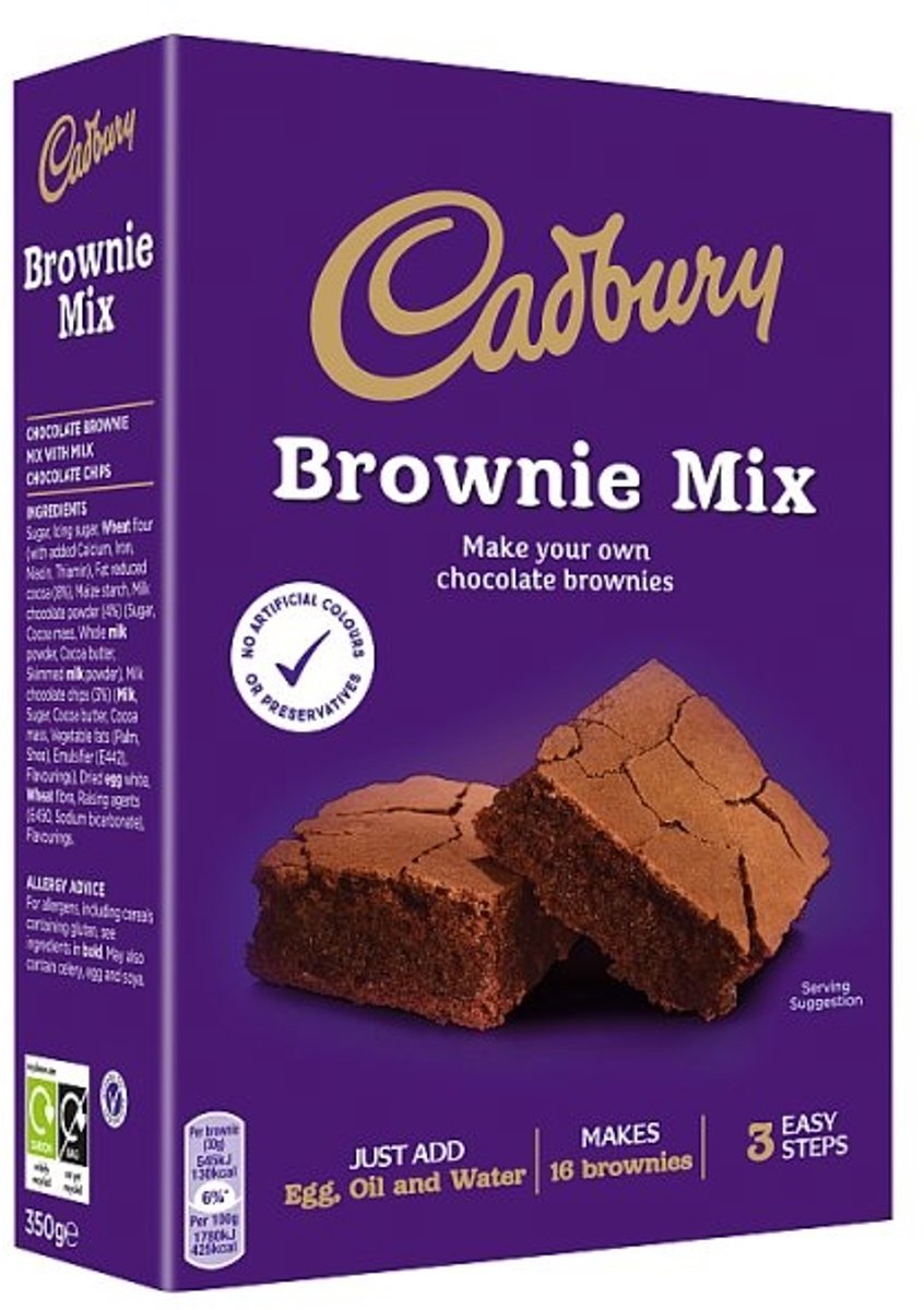 Cadbury Chocolate Brownie Mix 350g – Extra Smeuïge Brownies – Makkelijk & Snel Bakken