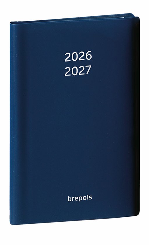 Brepols agenda 2026-2027 - Student PVC SETA - Schoolagenda - 1 week op 2 pagina's - Soepele omslag - Weekoverzicht - Blauw - 9 x 16 cm
