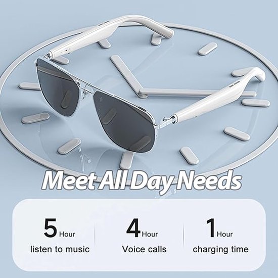 Zonnebril - Unisex - Zonnebril - Met luidspreker - Draadloze Bluetooth-audiozonnebril - Draadloze bril voor op reis — afbeelding 2