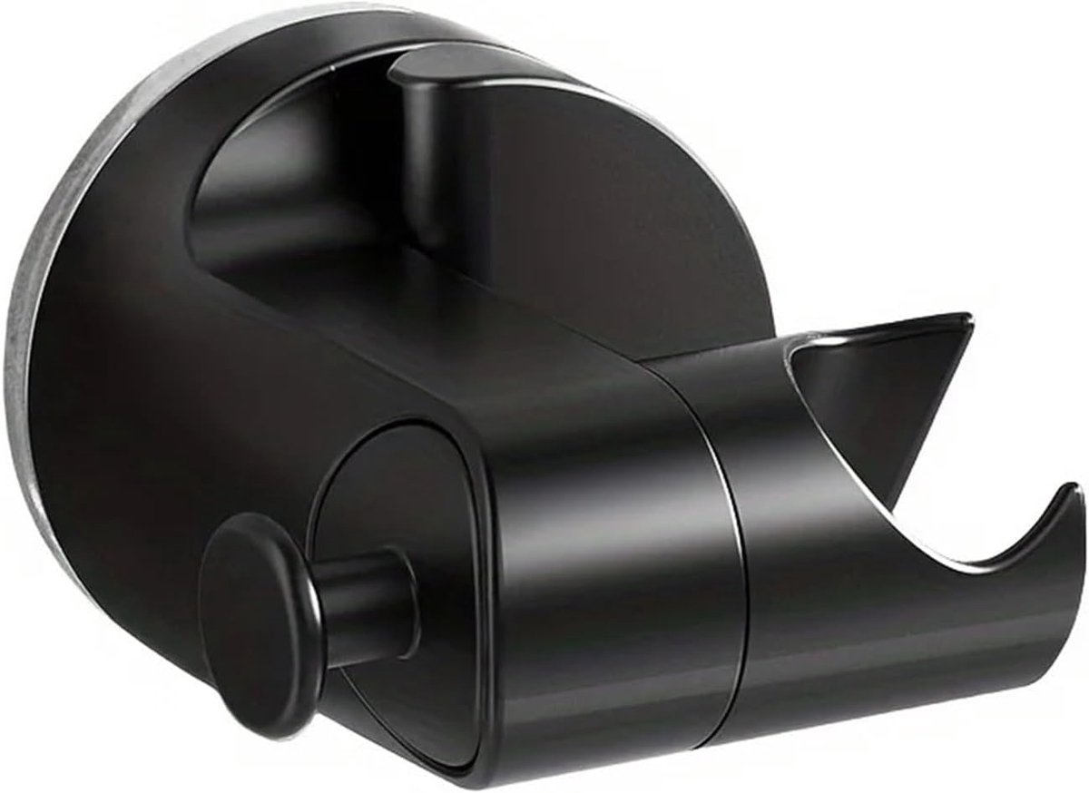 longziming - Douchekophouder - Douchebeugel - Badkamer accessoire - Zuignap - Verstelbare hoek - Universeel 18-23 mm - Zonder boren te monteren - Zwart