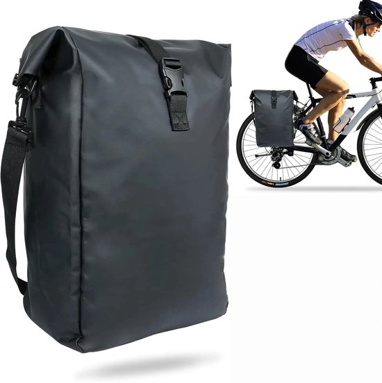 Fietstas - Bagagedrager - Fietstassen Elektrische Fietsen - 100% Waterdicht - Multifunctionele 2-in-1 Tas - 31X12.2X41.8CM - 9L - Zwart — afbeelding 3