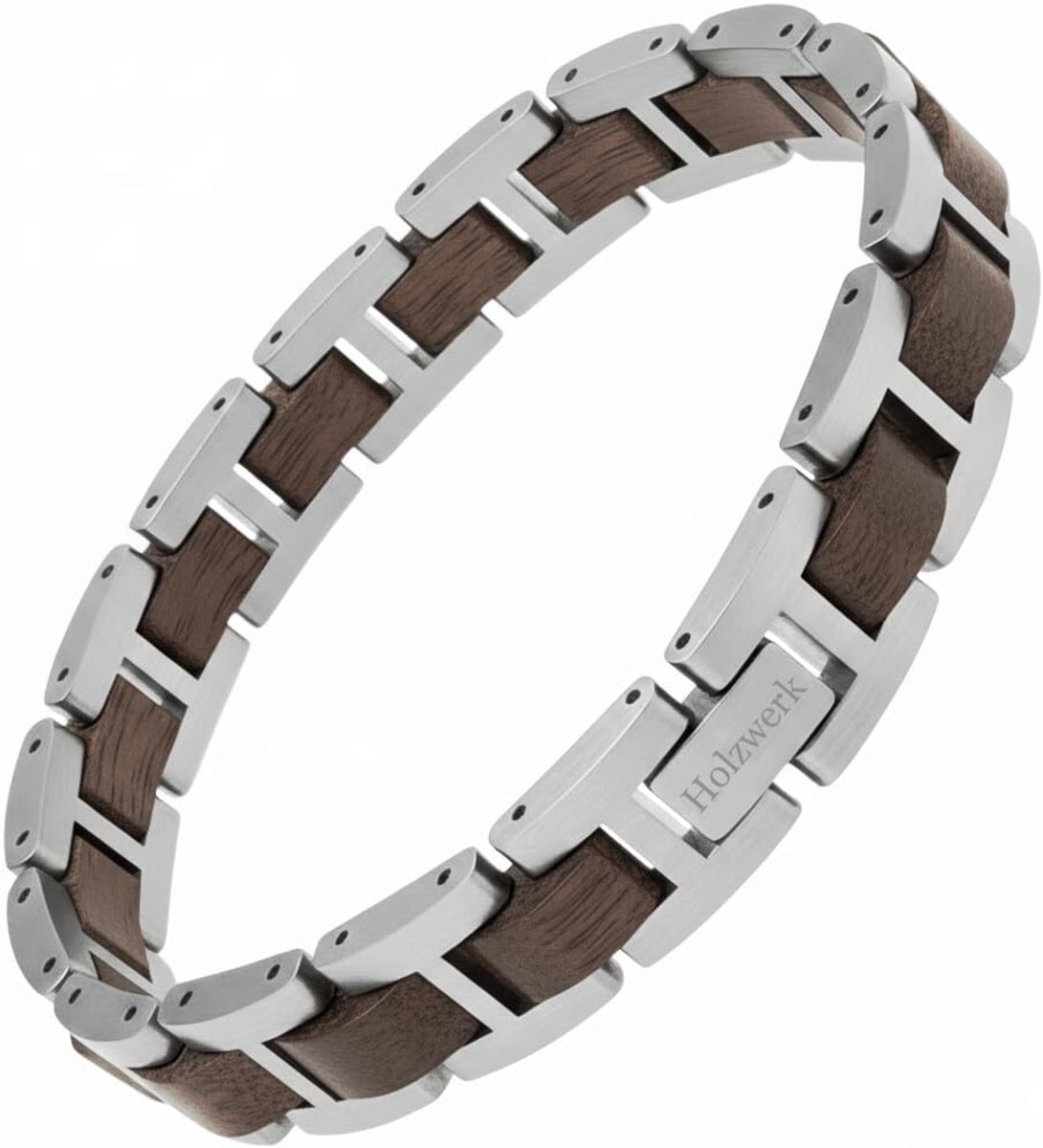 Houten Armband - Natuurlijk Hout - Dagelijks Dragen - Verstelbaar Ontwerp - 22 cm Diameter - Bruin Walnoot