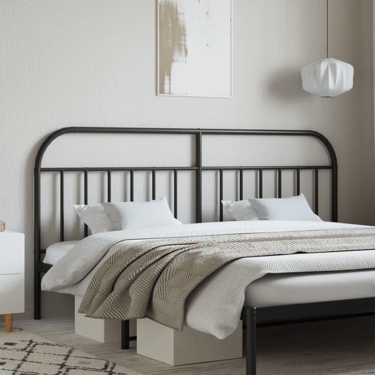 Metalen hoofdeinde - Bed decoratie - Slaapkamer inrichten - Robuuste constructie - 200 cm - Zwart