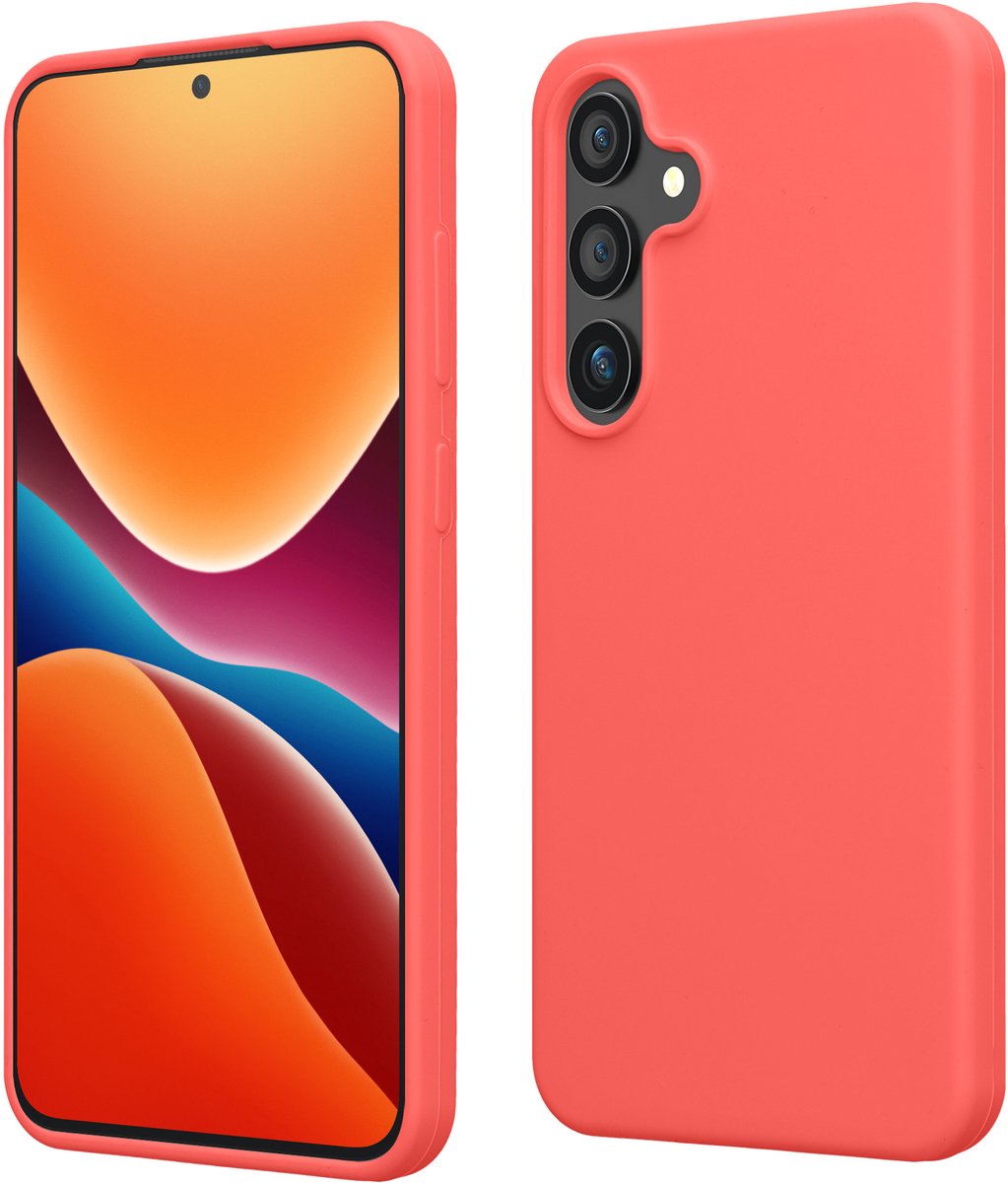 kwmobile telefoonhoesje geschikt voor Samsung Galaxy S24 Plus - Hoesje met siliconen coating - Smartphone case in neon koraal