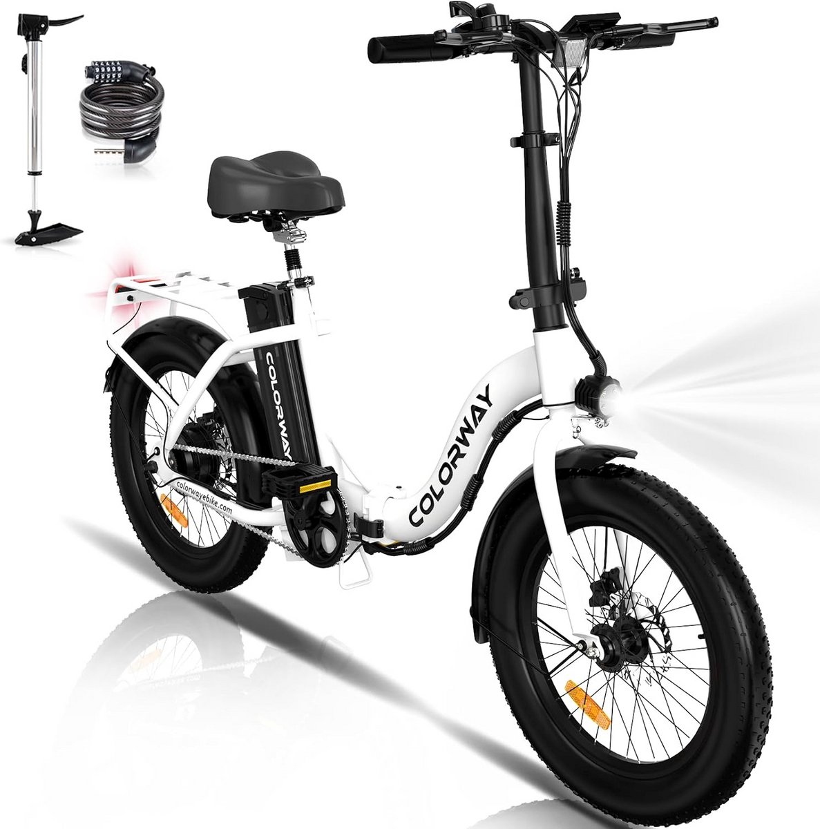 Bol.com Elektrische Fiets Colorway BK6G - 20*3.0 Inch Fat Tire City Commuter EBike met Afneembare 36V 12Ah Lithium Batterij - Op... aanbieding