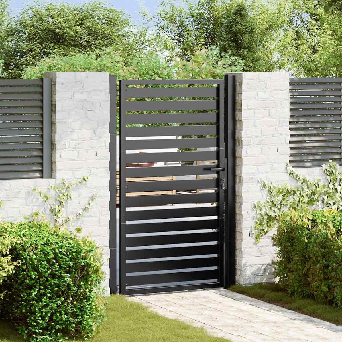 Aluminium Tuinpoort - Hekwerk Toegang - Tuin Afsluiten - Weerbestendig Materiaal - 100x201