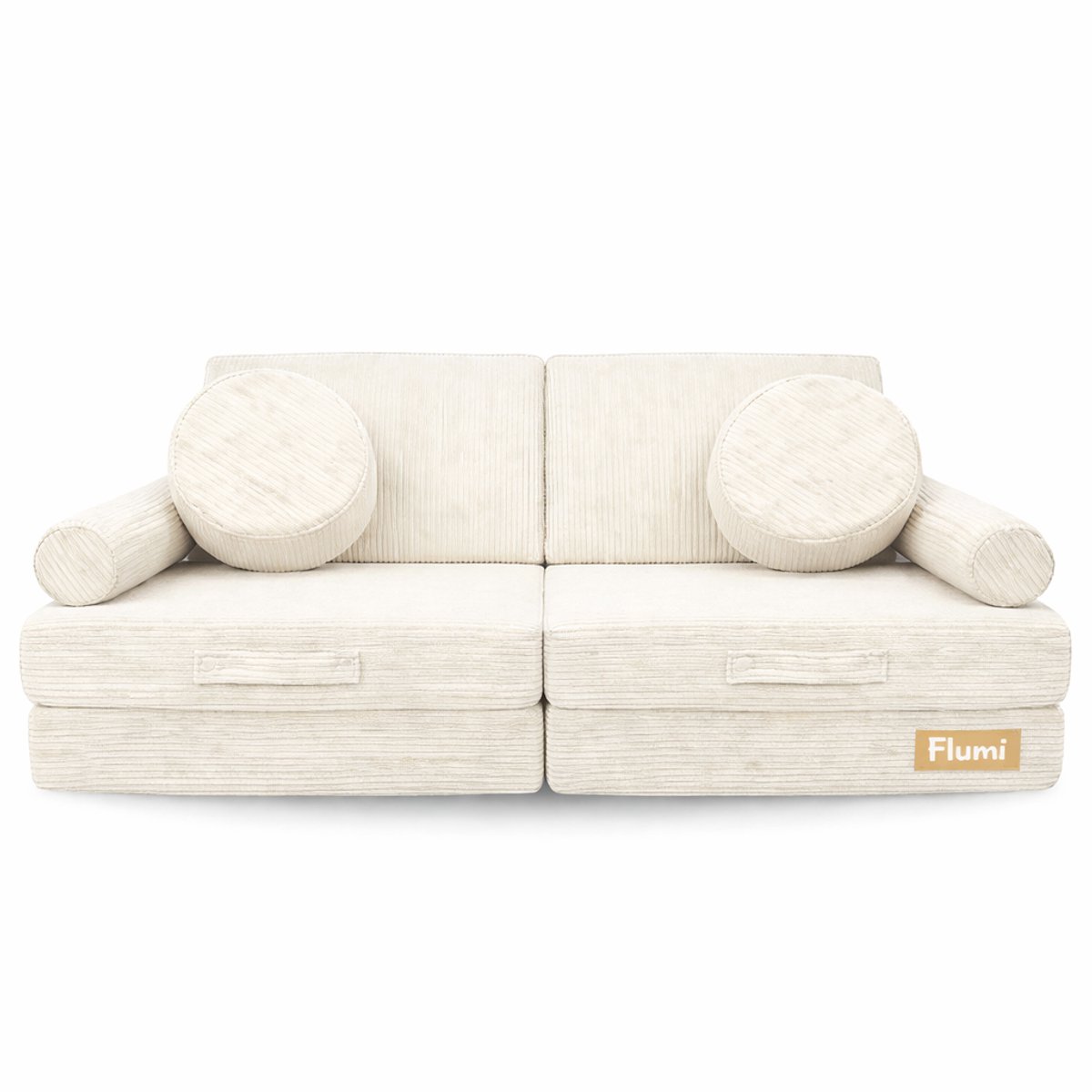 Flumi Montessori - Modulaire schuimsofa voor kinderen - 10 elementen - corduroy stof - afneembare wasbare hoes - crème