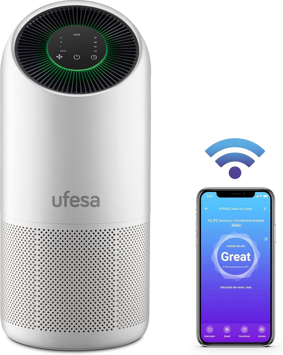Luchtreiniger - Luchtzuiveraar HEPA - Frisse Lucht Thuis - App Bediening WiFi - 115 m2 Dekking - Wit