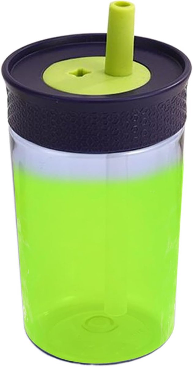 Kinder Drinkbeker - Lekvrije Fles - Thuis en Onderweg - Vaatwasserbestendig - 7x7x17.5 cm - Zwart