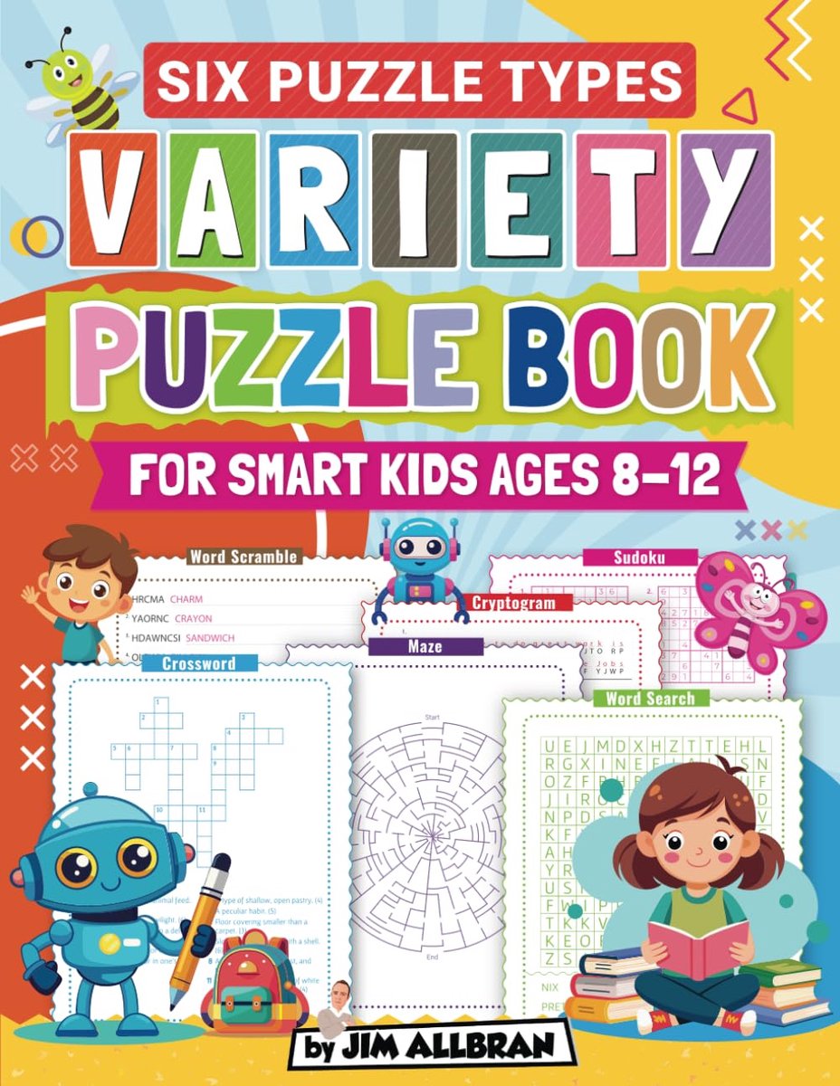 Puzzelboek Kinderen - Breinspelletjes - Mentale Ontwikkeling - Zes Soorten Puzzels - 8.5x11 Inch