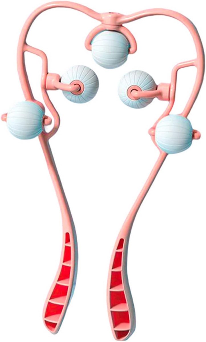 Nek Massager Ballen - Handmatige Nek Tool - Ontspanning Spieren - Diepe Weefseldruk - 35x17x3cm - Roze