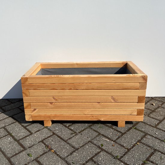 AMISHOUT Jardinière en bois 80x40x36 cm - naturel | bac à fleurs à l'extérieur