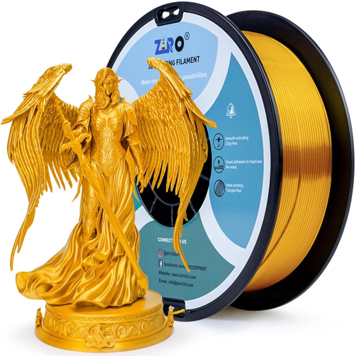 3D Printer Filament - Zijde PLA - Mooie Prints - Zijdeglans Finish - 1.75mm 1KG - Goud