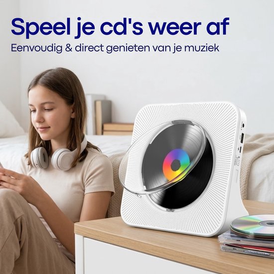 Vizual CD Speler met Bluetooth - Draagbare CD-Speler met HiFi Speakers, FM Radio, LCD Scherm en USB ingang van Vizual — afbeelding 3