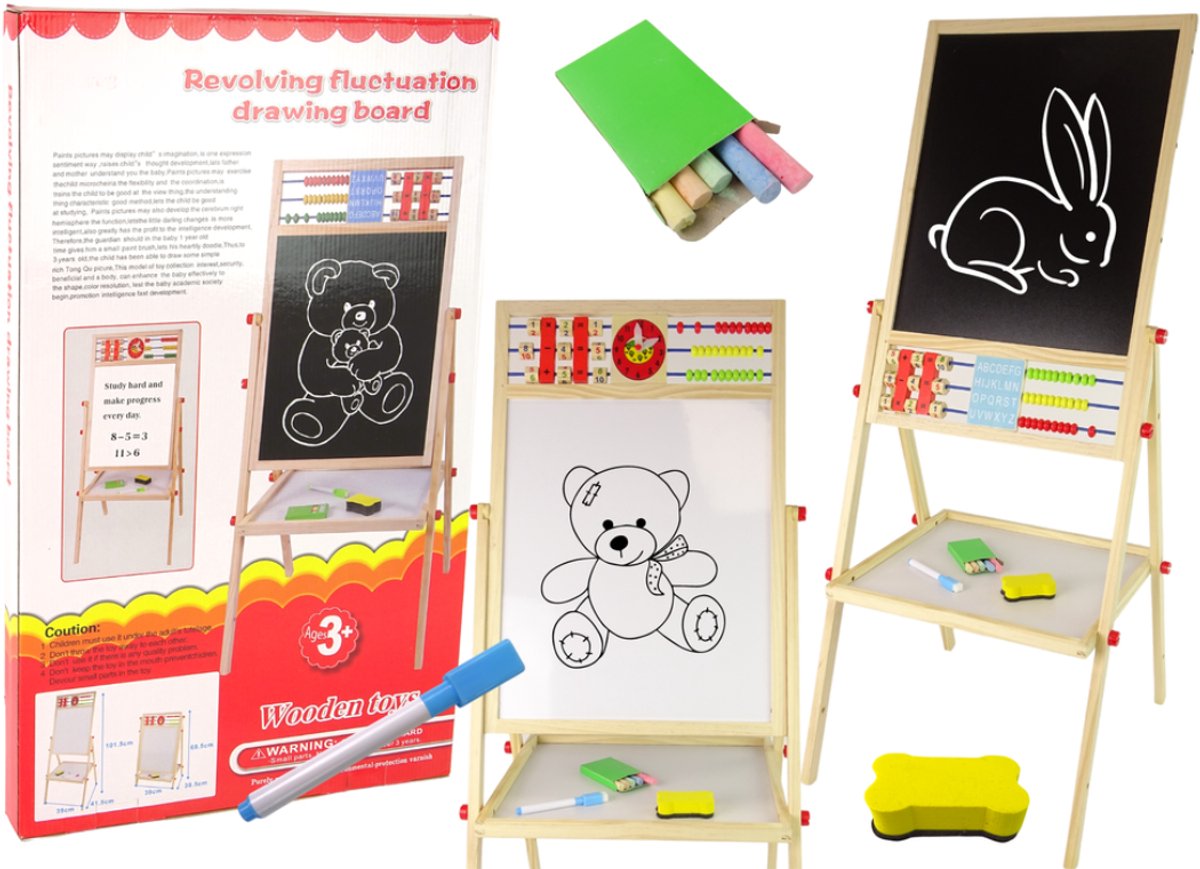 Playos® - 2 in 1 Krijtbord en Whitebord - 101 x 41 x 39 cm - Inclusief Accessoires - Speelgoed - Tekenbord - Educatief