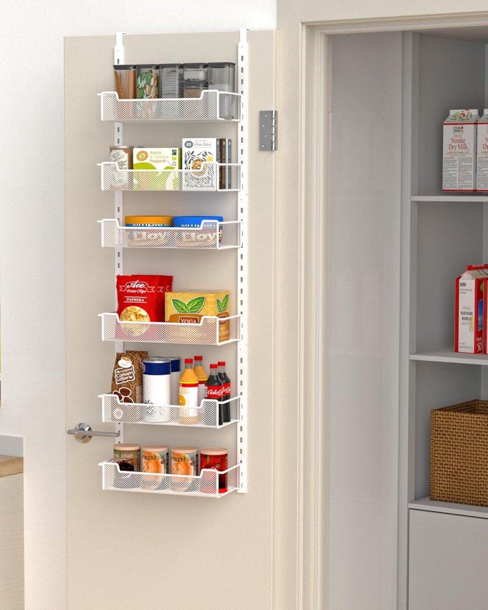 Deur Organizer - Opbergrek Keuken - Ruimte Besparen - Verstelbare Manden - 31cm Breed - Wit