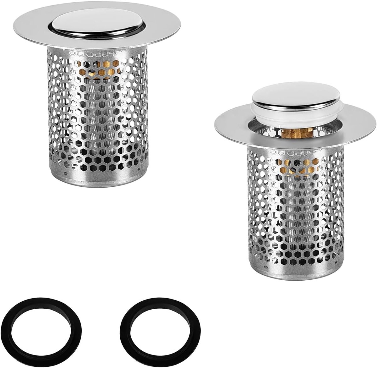 Afvoerzeef Set - Haarzeef Spoelbak - Verstoppingen Voorkomen - Roestvrij Staal - 33 x 55 mm - Zilver