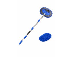 Nifkos Autowasborstel - Autowasborstel telescopisch - Wasborstel met telescopische steel - Auto wasborstel - Autowasborstels- Wasborstel met gebogen telescopische handvat en Anti-Kras microfiber materiaal