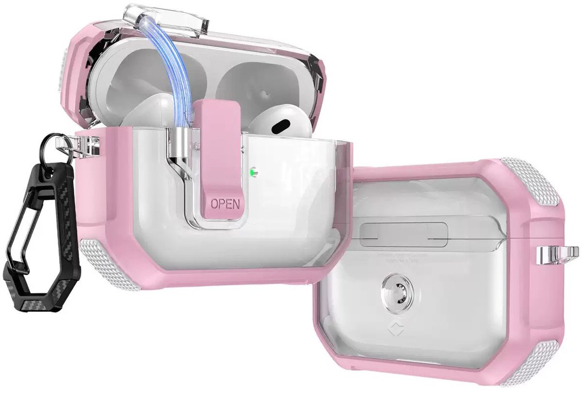Coverzs TPU Rugged case met lock geschikt voor AirPods 4 - TPU Hoesje - Hoesje met slot - Optimale bescherming & Veiligheid