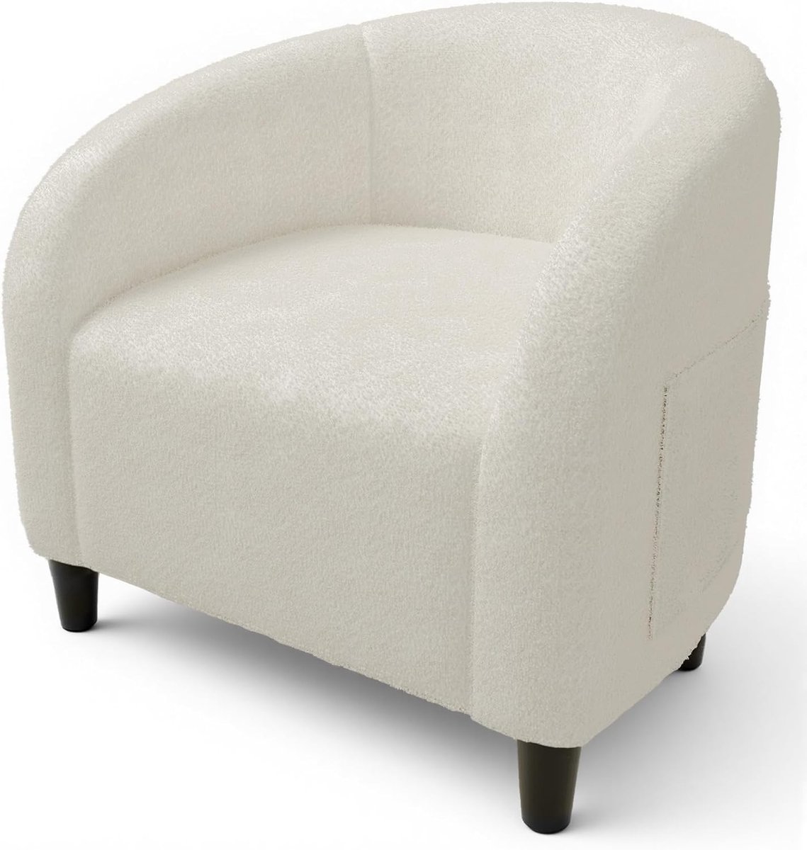 Fauteuil - Comfortabele Relaxstoel met Armleuningen - Ergonomische Kuipstoel - Zachte Zitting - Voor Woonkamer, Slaapkamer & Kantoor - Wit