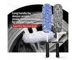 2 stuks Velgenborstel - Velgenreiniger - Auto velgen borstel - Autoreiniger microvezel - Lange Handgreep - Detailingborstel voor het Reinigen van Velgen voor Auto en Motorfiets - Band/Spaakborstel,Blauw + Zwart