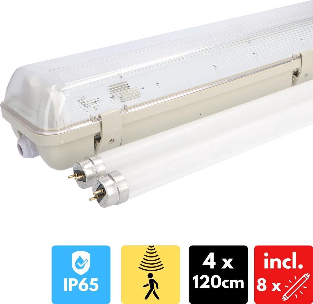 Proventa LED TL lampen 120 cm - 4 x Armatuur + 8 x LED 14W buis - IP65 - LED TL verlichting - Tl-buizen - Tl-armaturen - Tl-verlichting