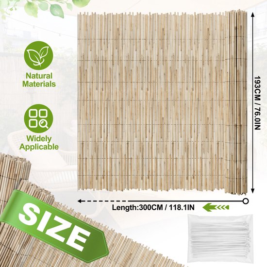 ACXIN Rietmat Natuurlijke Schutting 300cm Zonwering Windscherm Privacy Scherm Voor Balkon Tuin Terras - 200x300cm