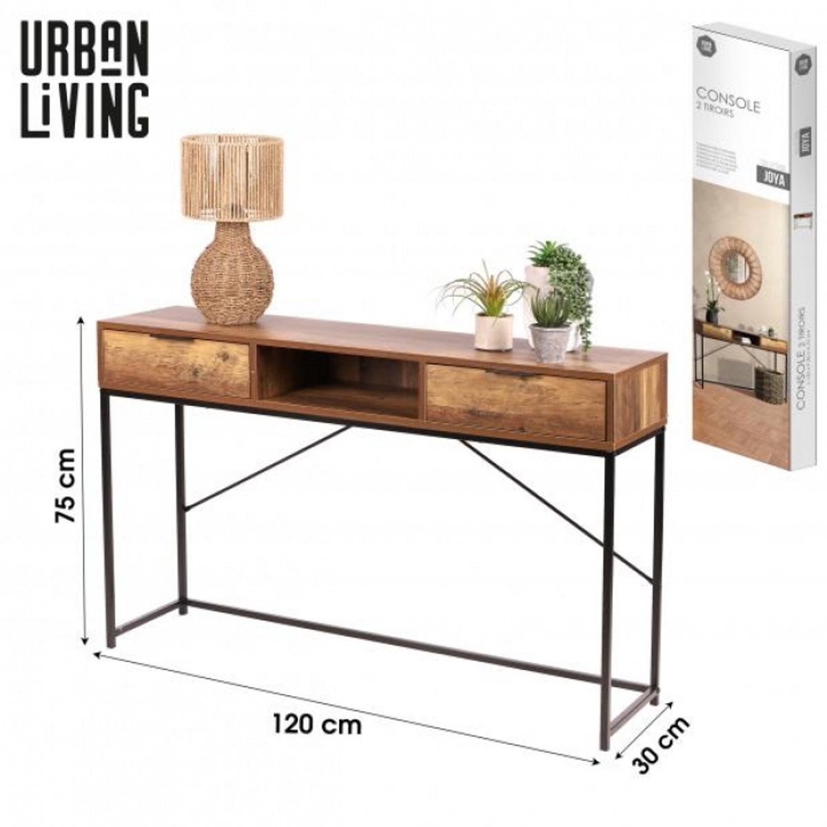 "JOYA" CONSOLE MET 2 LADES 120×30×H75 CM