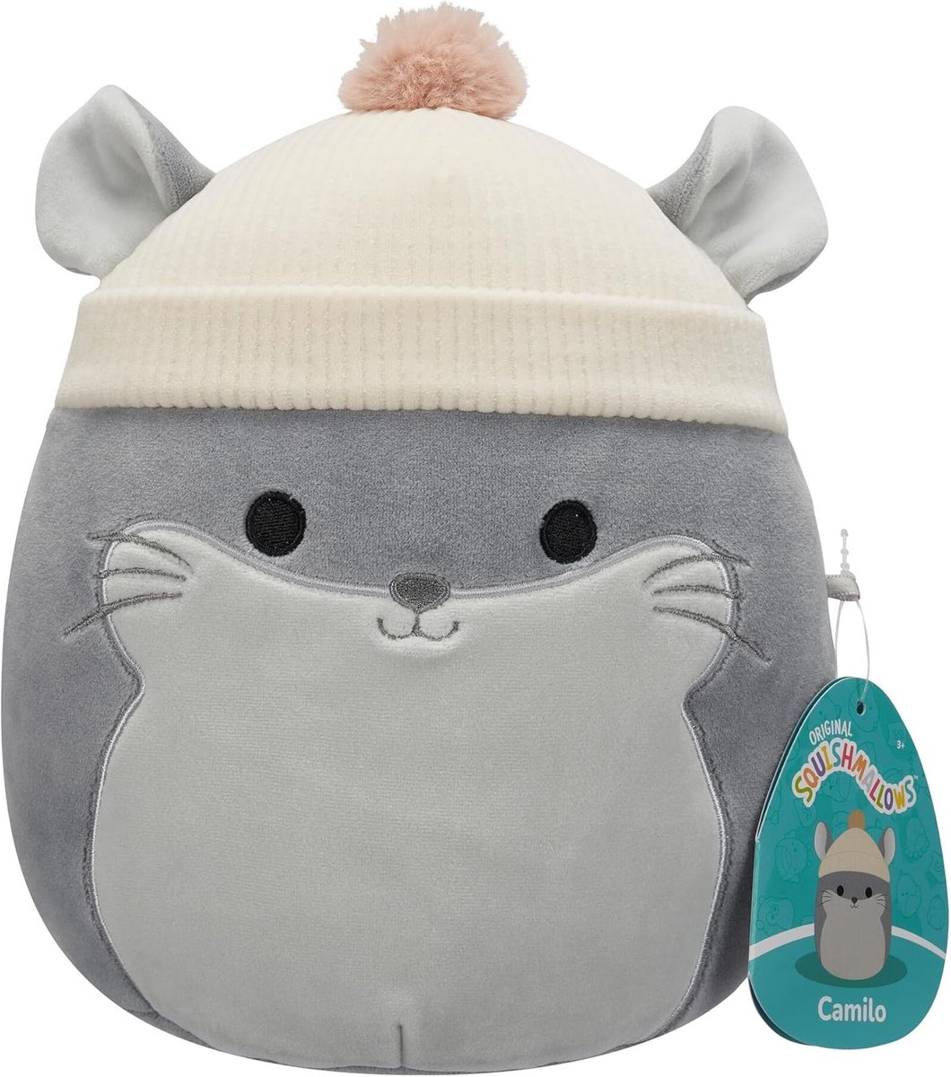 Pluche Dier - Knuffel Chinchilla - Spelen en Verzamelen - Unieke Naam en Biografie - 19 cm - Grijs