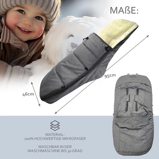 Baby Voetenzak - Winterzak Kinderwagen - Warm Blijven - Lamswol Binnenvoering - Verstelbaar - Groen — afbeelding 4