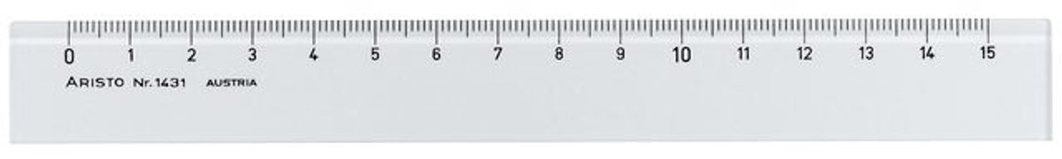 Aristo liniaal - lengte 15cm - mm/cm schaalverdeling - glashelder plexiglas - AR-1431