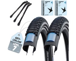 2x pneus Schwalbe Marathon Plus Tour 2026 28x1,75 (47-622) pneu extérieur + valve SCV Clik + 3x éclairages de pneus MSZweirad