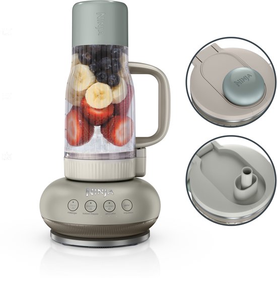 Ninja BlendBoss krachtige ijsvermalende Blender met rietje en lekvrij deksel - 1100 watt - Blend IQ, Smoothie IQ, Ice Crush IQ en Pulse - Stone - DB351EUST van Ninja — afbeelding 3