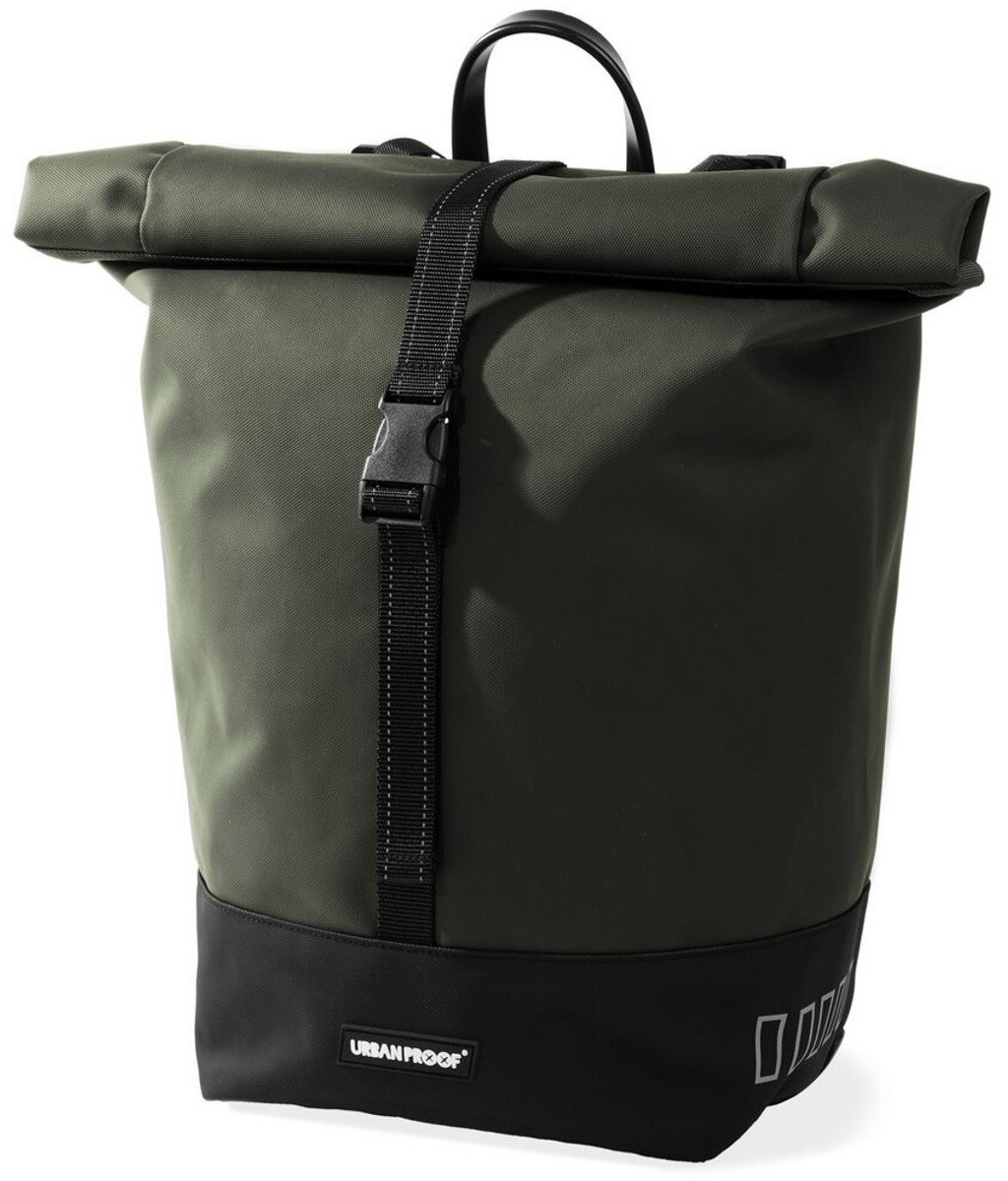 Gerecyclede enkele fietstas Urban Proof Rolltop 20 liter 30 x 15 x 42 cm - Groen