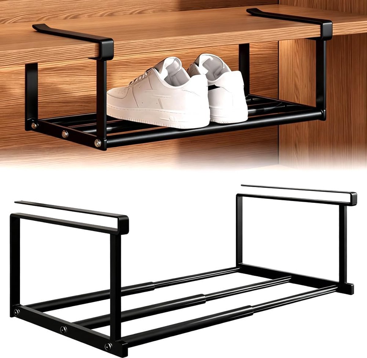 Hangmand Kast - Opberger Organizer - Kast Indelen - Uittrekbaar Ontwerp - 40-70 cm - Zwart