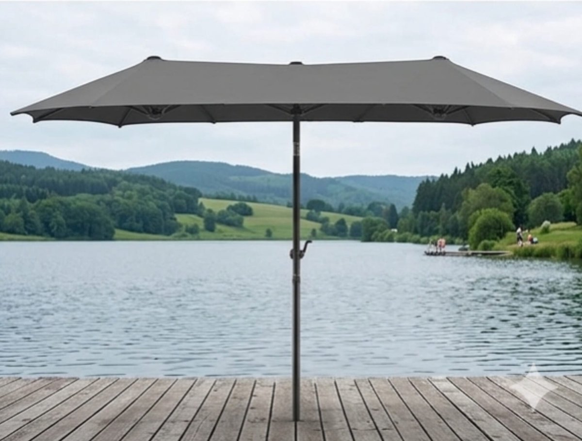 Parasol 300 x 150 cm Rechthoekig – UV50+ Balkon Parasol met Kantelfunctie, Waterafstotend Polyester & Stalen Frame – Antraciet – NoviHome