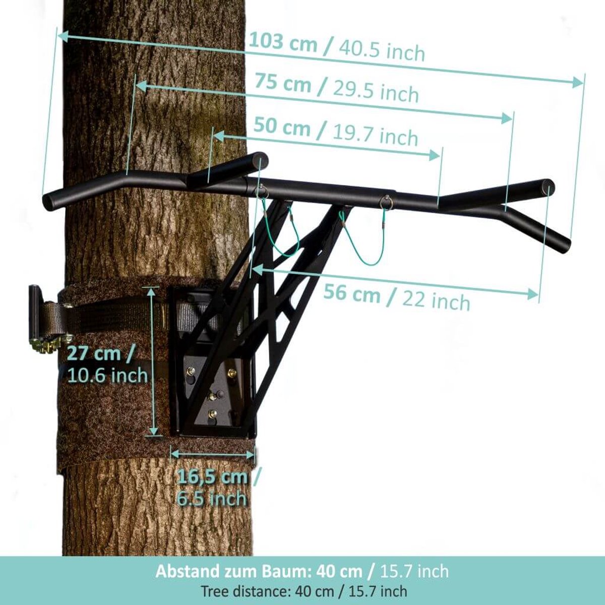 PULLUP & DIP Stainless Steel - Mobiele Pull-up & Dip Stang - Outdoor Wandmontage - Weersbestendig RVS - Afneembaar Systeem thumbnail 4
