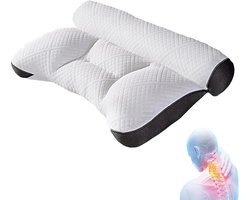 Ergonomisch Kussen - Nekondersteuning Kussen - Verbeterde Slaap - Wolk Nest Ontwerp - 60x40cm - Zwart