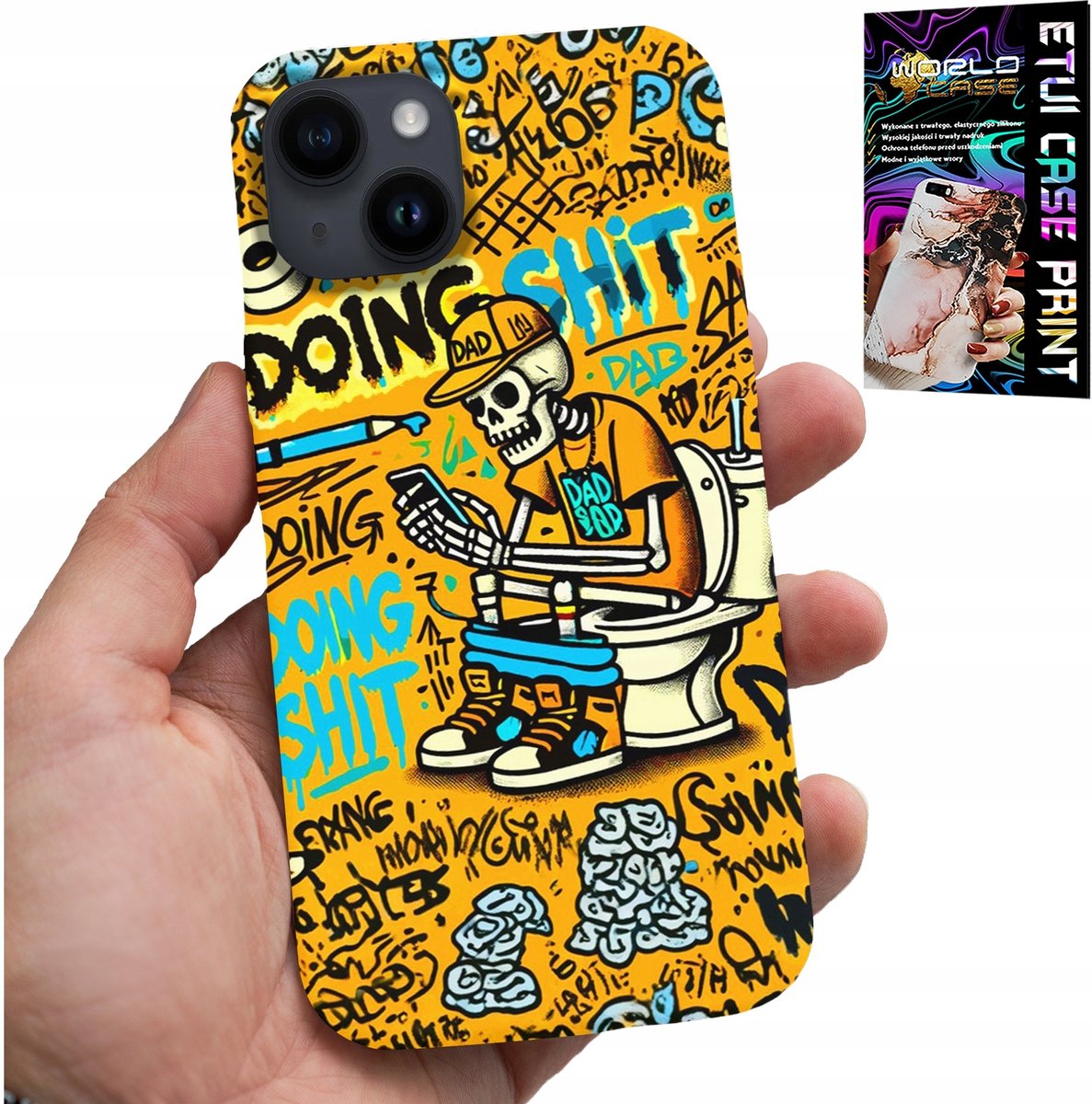 IPHONE 15 PLUS HOESJE - SKELET DAT OP HET TOILET POEPT
