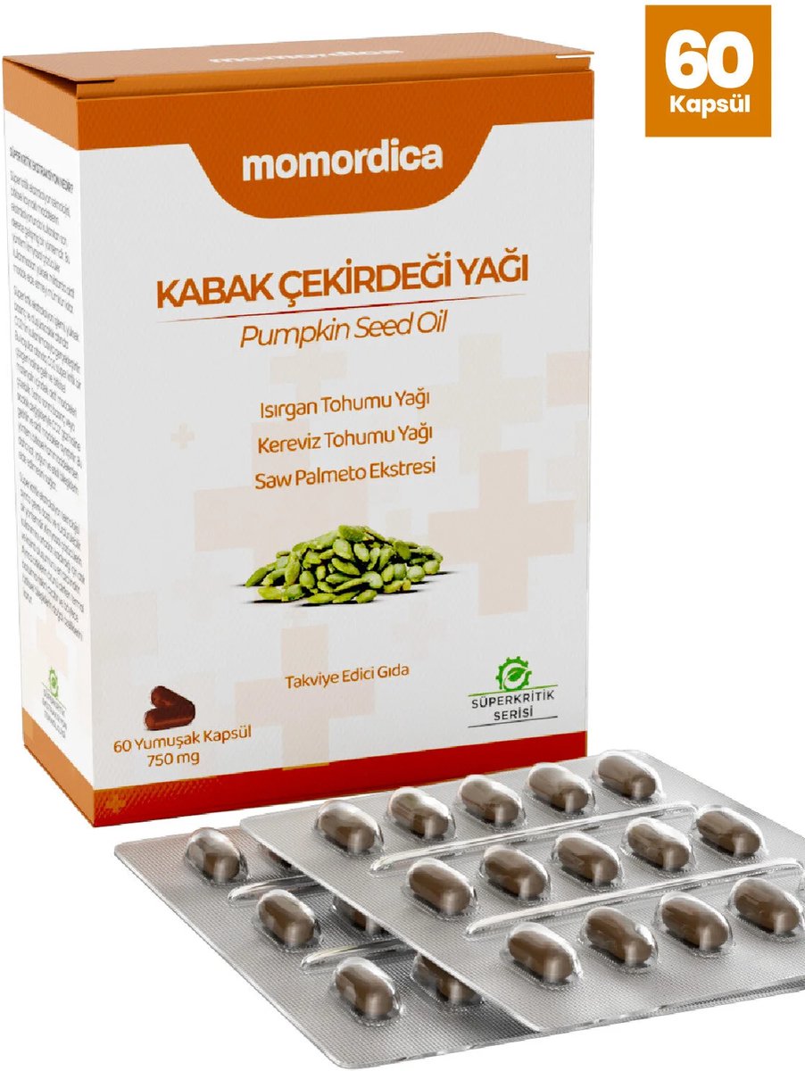 Momordica Pumpkin Seed Oil Capsules – Pompoenpitolie met Saw Palmetto, Brandnetel & Selderij – 60 Capsules