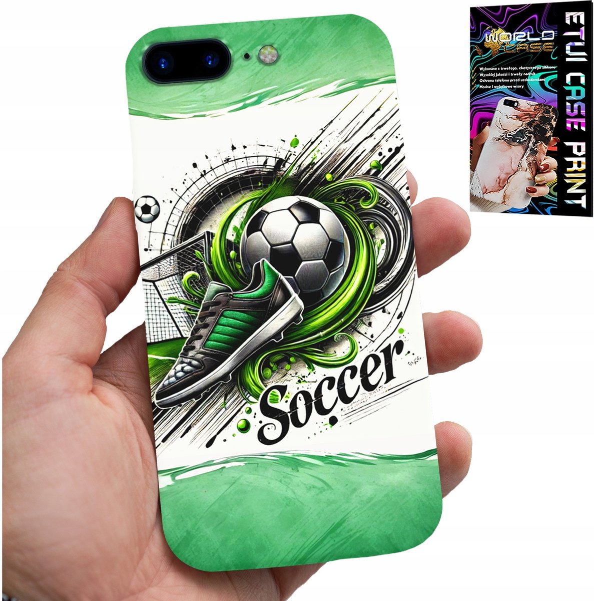 Hoesje voor iPhone (7 Plus) - Voetbal, voetbalhoesje + glas