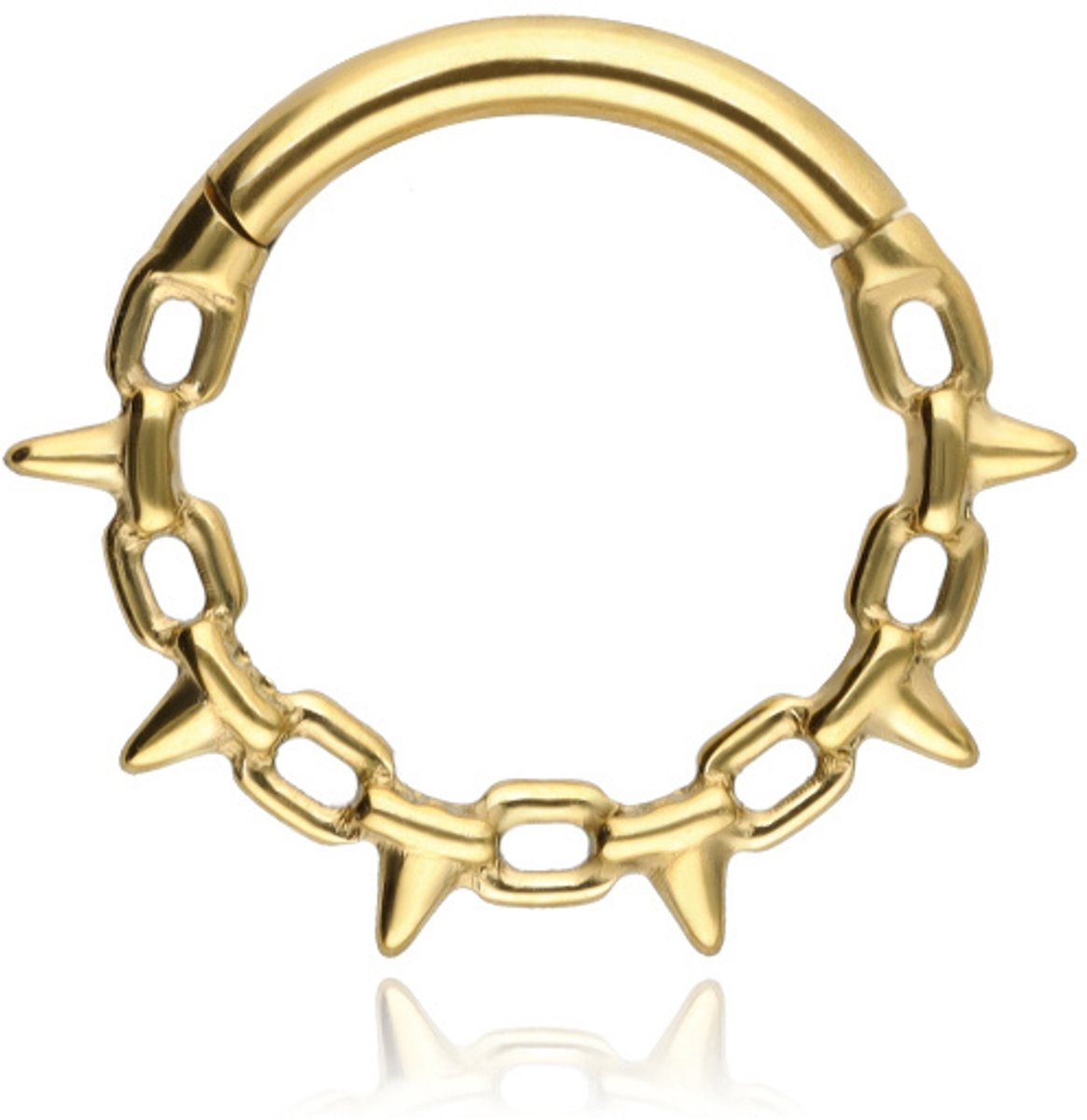 Crazy Needles TK-097 Serie - Gouden Titaniumpiercing Clicker - Spikes - 1,2/10