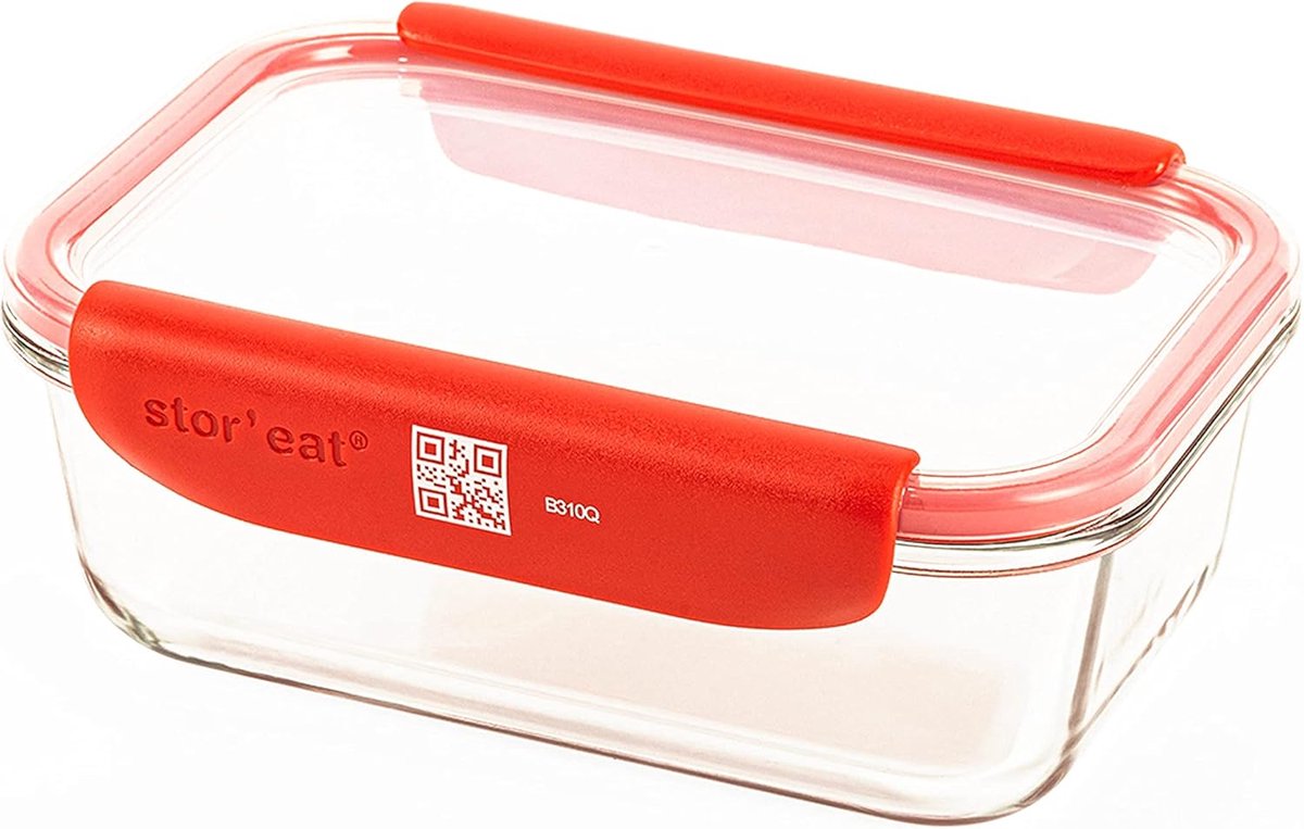 Vershouddoos - Opslagcontainer - Voedsel bewaren - Borosilicaatglas - 1040 ml - Rood