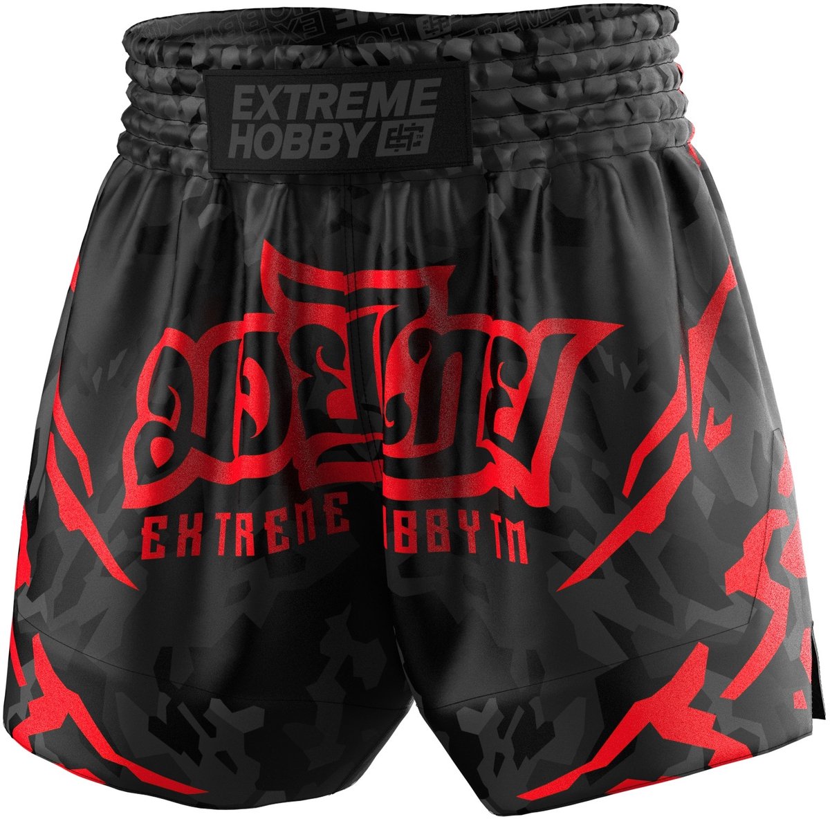 Extreme Hobby 2025 Serie - Muay Thai Shorts - Black Panther - Czarno-Czerwone - Ultralicht