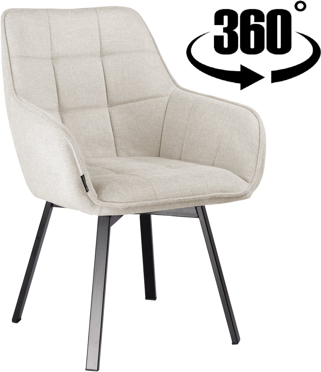 ExitoDesign TOGO - Draaistoel - Lichtbeige Stof - Elegant - Metalen Frame